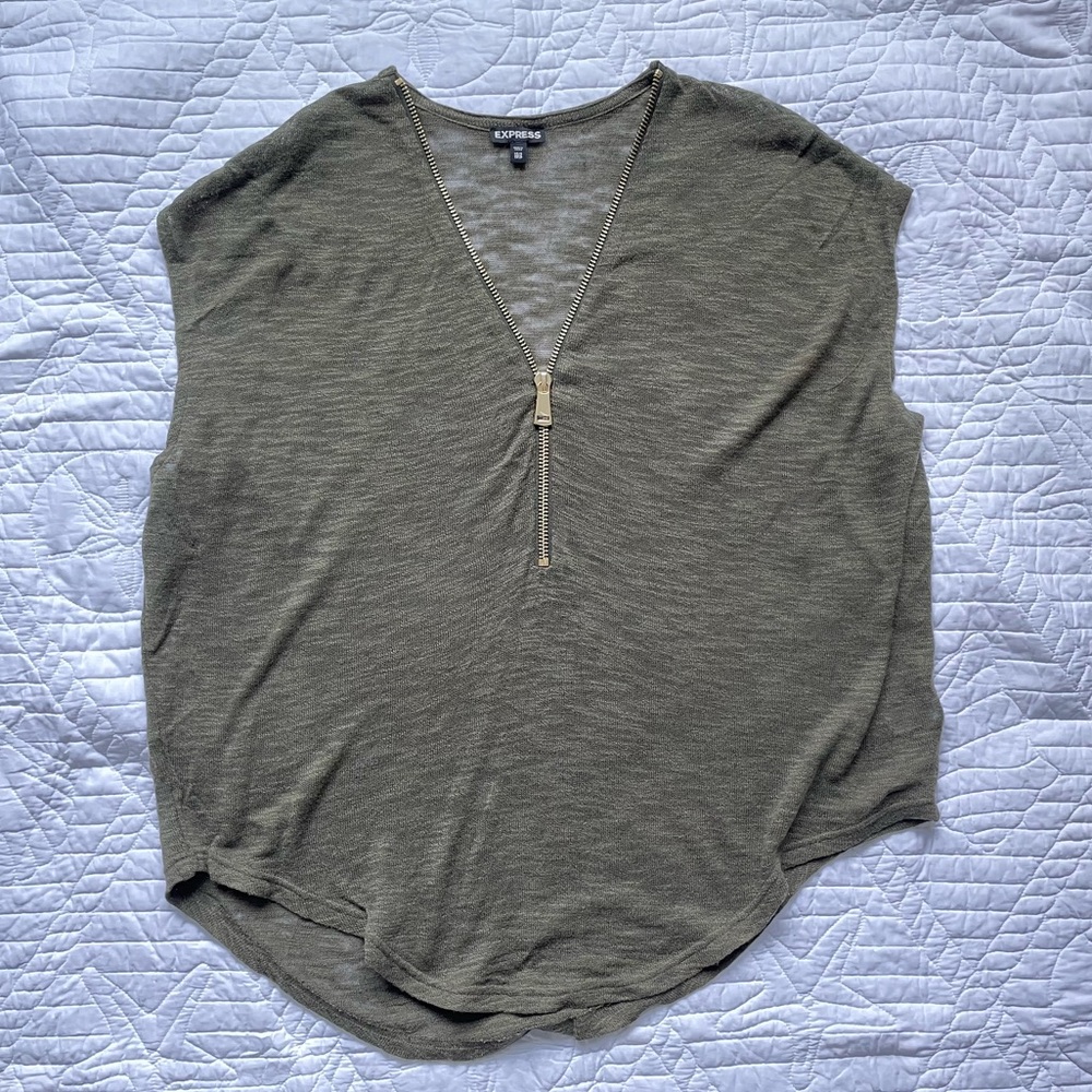 Olive Green oversized zipper top